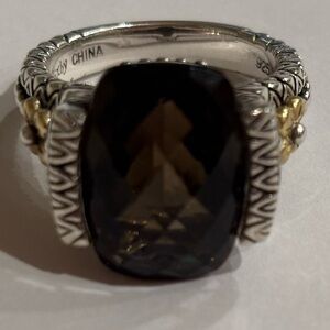 Barbara Bixby Smokey Quartz Sterling and 18k Gold Ring